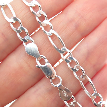 925 Sterling Silver Vintage Italy Figaro Chain Necklace 18"