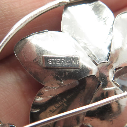 925 Sterling Silver Vintage Floral Pin Brooch