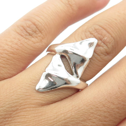 925 Sterling Silver Vintage Whale Tail Bypass Ring Size 6.75