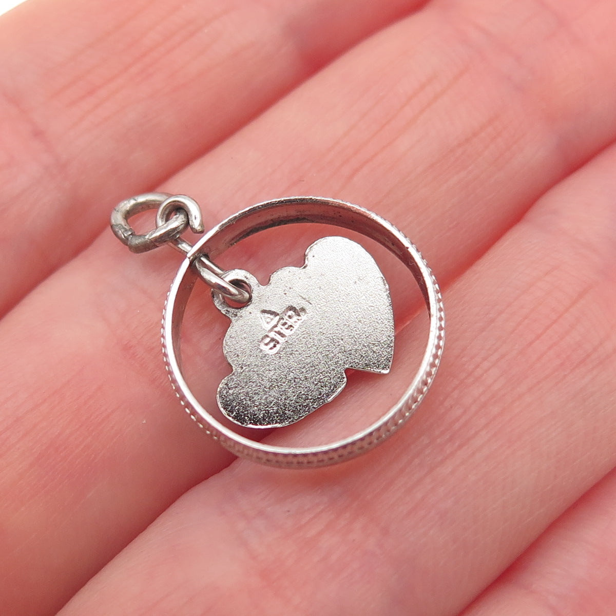 925 Sterling Silver Vintage You & Me Heart Mini Charm Pendant
