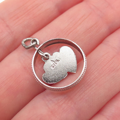 925 Sterling Silver Vintage You & Me Heart Mini Charm Pendant