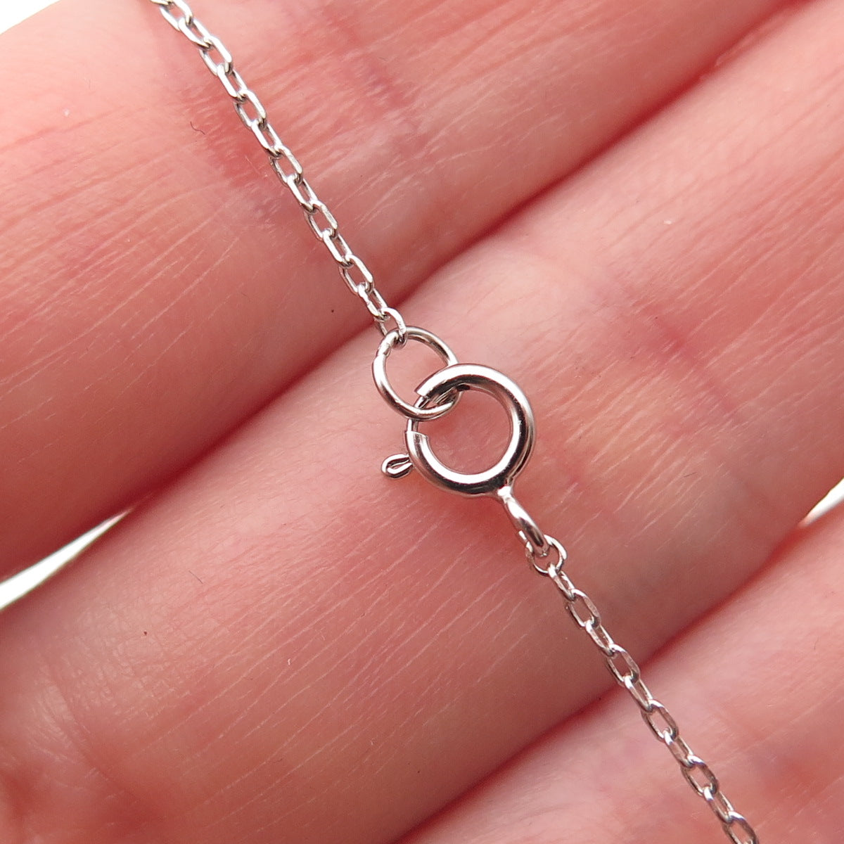 925 Sterling Silver Round-Cut C Z #Smile Cable Chain Necklace 16-18"