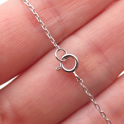 925 Sterling Silver Round-Cut C Z #Smile Cable Chain Necklace 16-18"