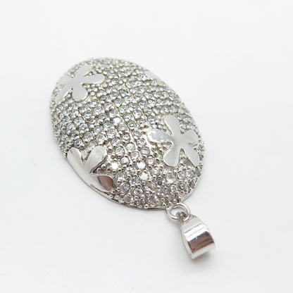 925 Sterling Silver C Z Oval Pendant