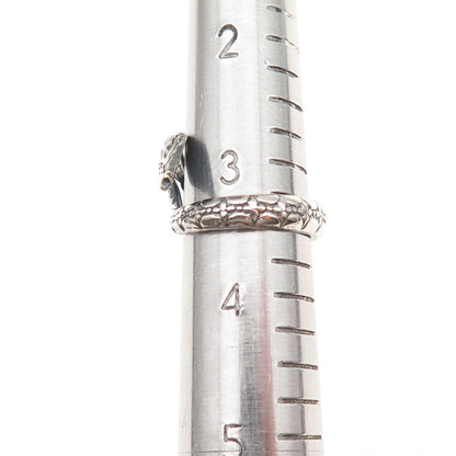 925 Sterling Silver Vintage Snake Oxidized Adjustable Ring Size 3.5