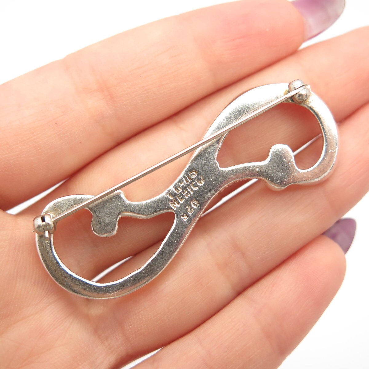 925 Sterling Silver Vintage Mexico Modernist Pin Brooch