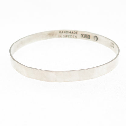 835 Silver Vintage 1969 NRO Sweden Modernist Hammered Bangle Bracelet 8.5"