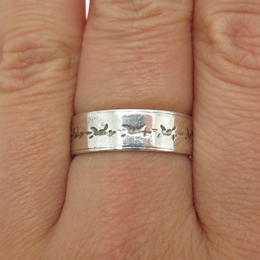 BOLECO 925 Sterling Silver Vintage Engraved Adjustable Band Ring Size 8.5