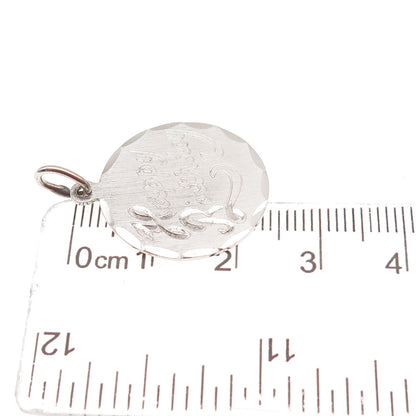 ELCO 925 Sterling Silver Vintage Engraved Happy Birthday Charm Pendant