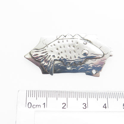 EPW Pamela Worthington 925 Sterling Silver Vintage Modernist Fish Pin Brooch