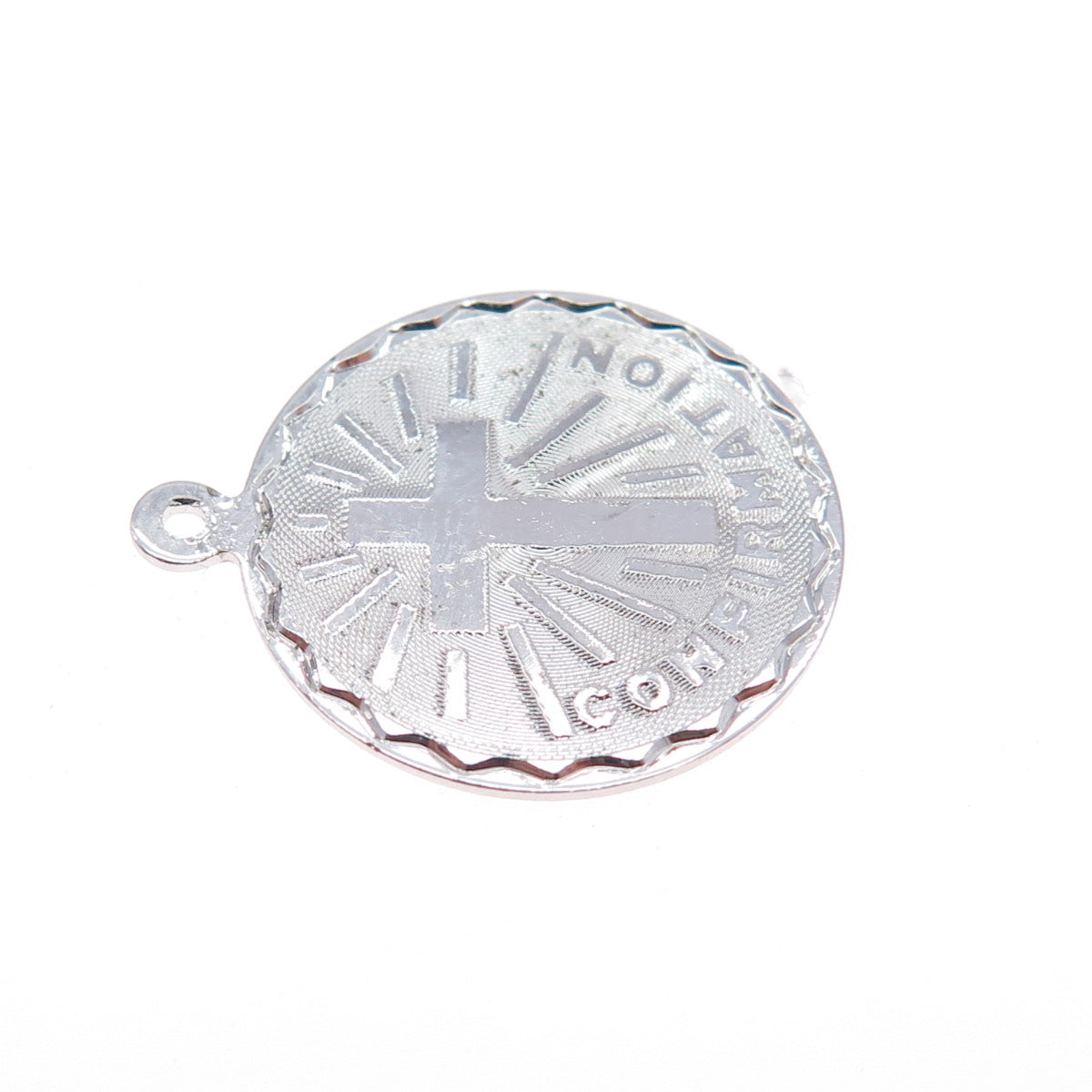 SPENCER 925 Sterling Silver Vintage Confirmation Cross Charm Pendant