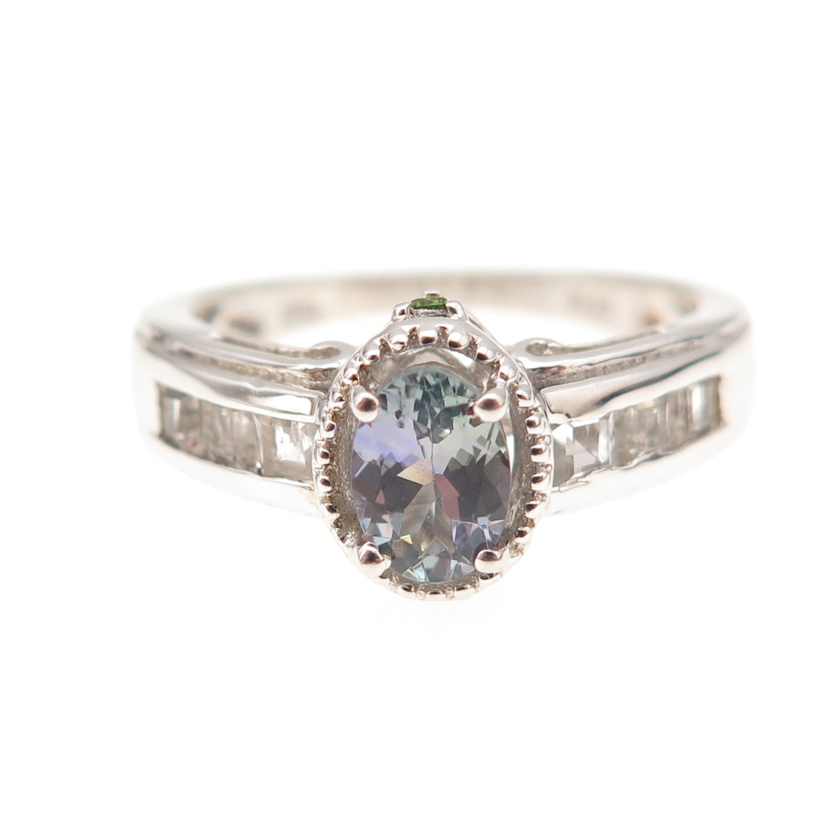 Chuck Clemency Sterling Silver Real Tanzanite White Topaz Peridot Ring Size 8.25