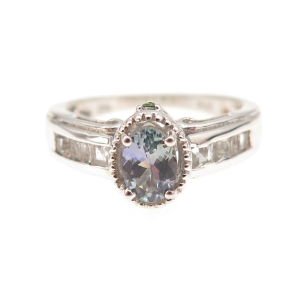 Chuck Clemency Sterling Silver Real Tanzanite White Topaz Peridot Ring Size 8.25