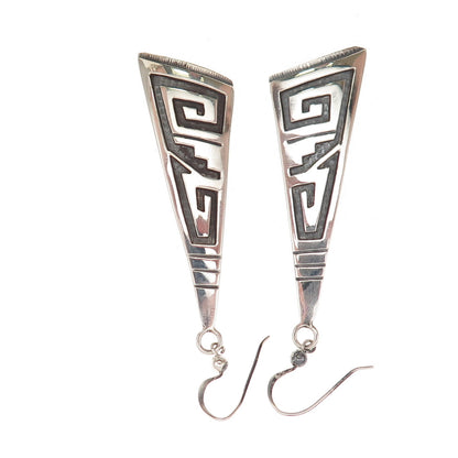Terry Wadsworth Hopi Old Pawn 925 Sterling Silver Vintage Tribal Dangle Earrings