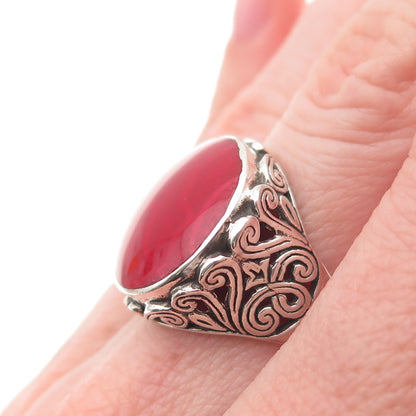 Samuel Benham 925 Sterling Silver Vintage Real Red Jasper Swirl Ring Size 6