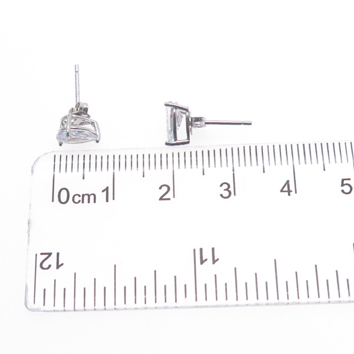 DEE BERKLEY 925 Sterling Silver Pear-Cut C Z Stud Earrings