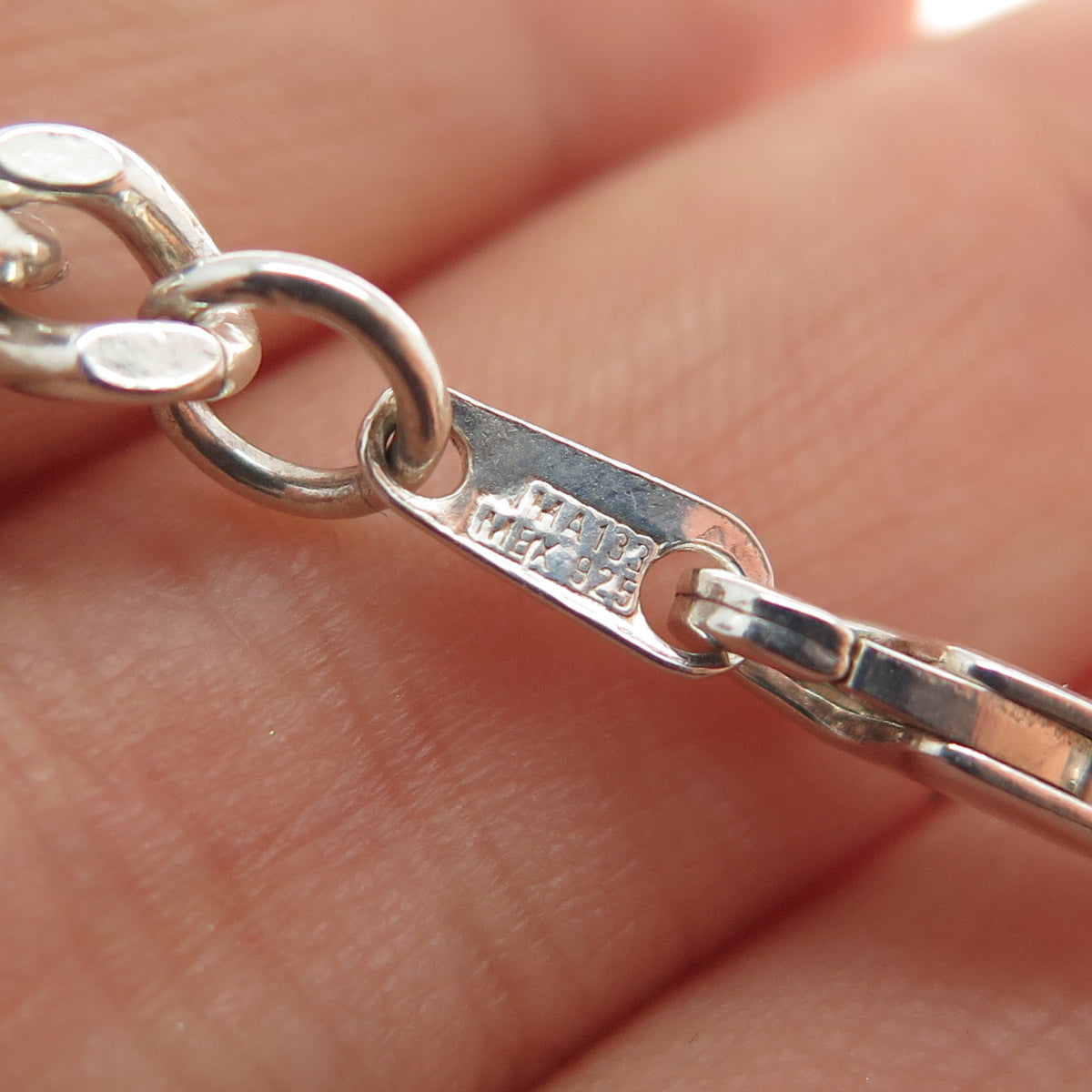 925 Sterling Silver Vintage Mexico Figaro Chain Necklace 28"