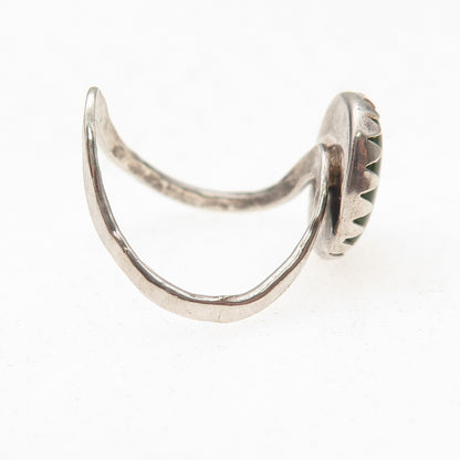 Old Pawn 925 Sterling Silver Vintage Southwestern Jade Wavy Tribal Ring Size 6.5