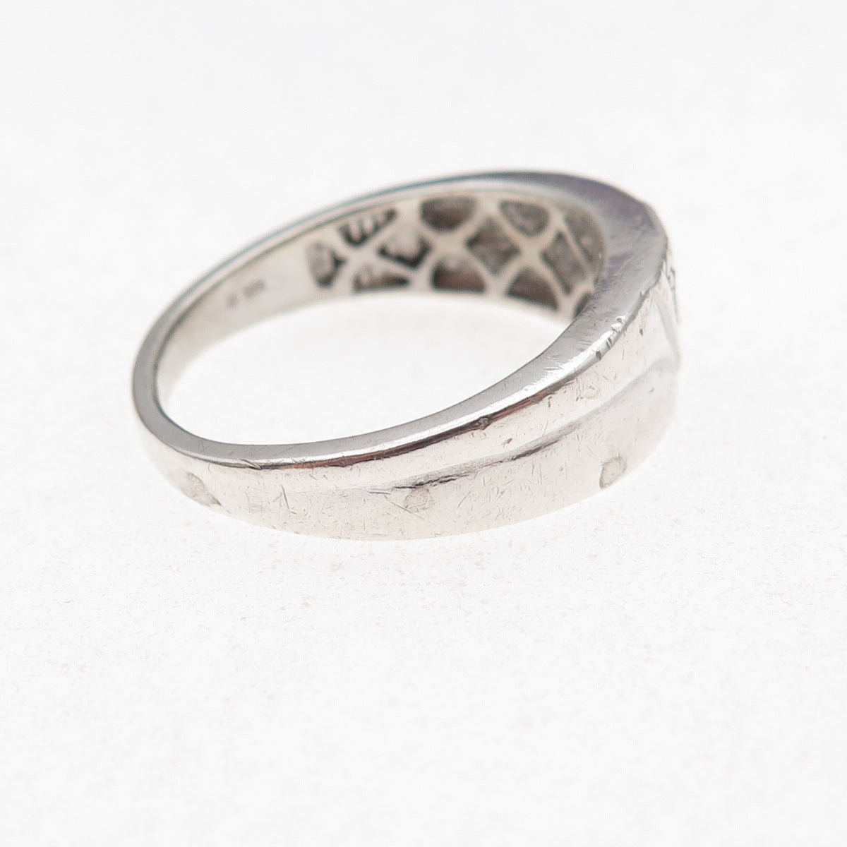 925 Sterling Silver Real Round-Cut Diamond Ring Size 10.5