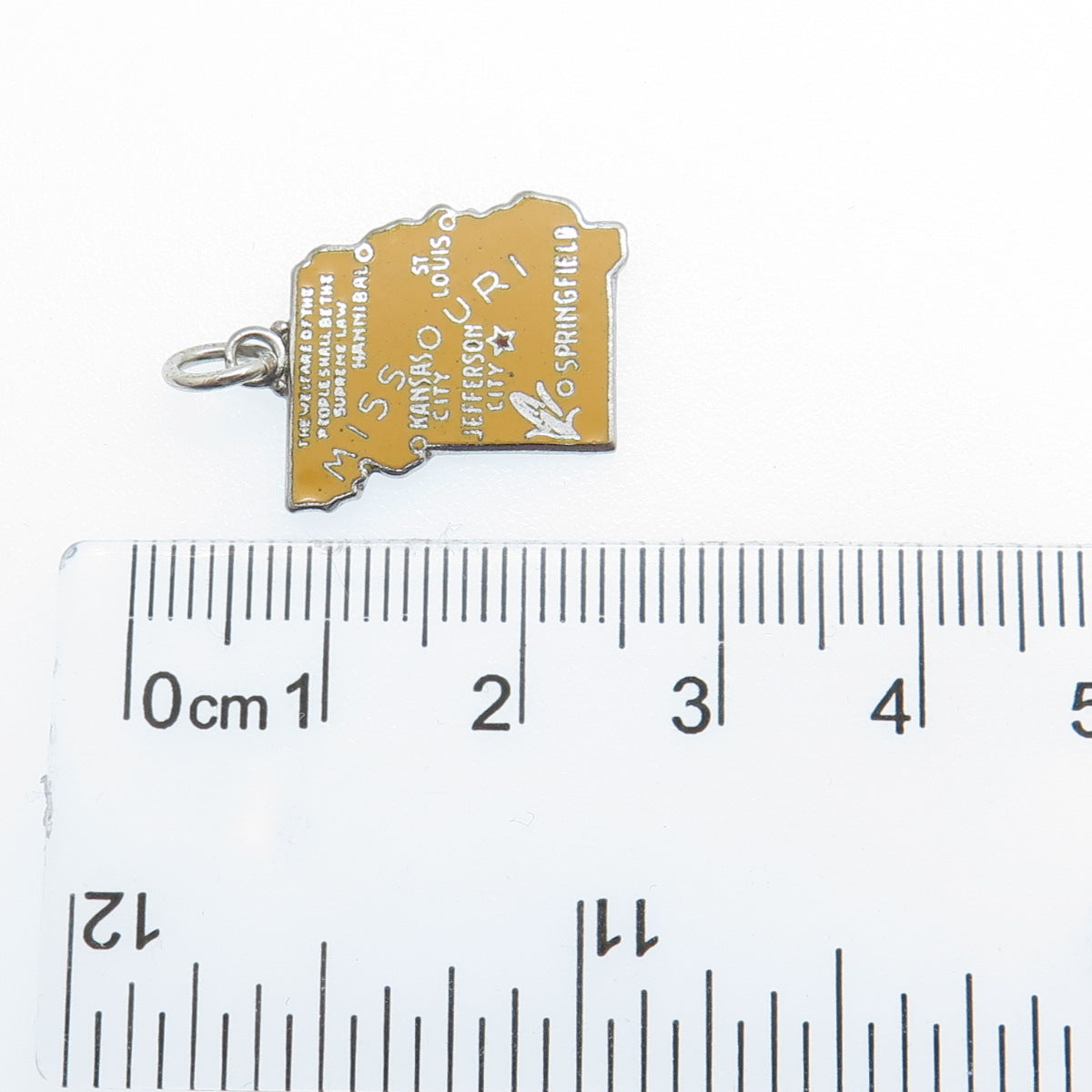 925 Sterling Silver Vintage Enamel Missouri State Map Minimalist Charm Pendant