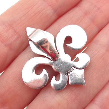925 Sterling Silver Vintage Fleur de Lis Slide Pendant