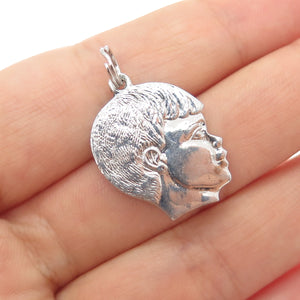 ALICE CAVINESS 925 Sterling Silver Vintage Boy Profile Charm Pendant