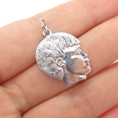 ALICE CAVINESS 925 Sterling Silver Vintage Boy Profile Charm Pendant