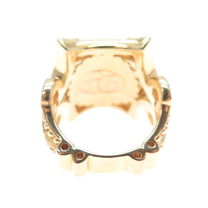 DALLAS PRINCE 925 Sterling Silver Gold Plated Real Cabochon Opal Ring Size 5.5