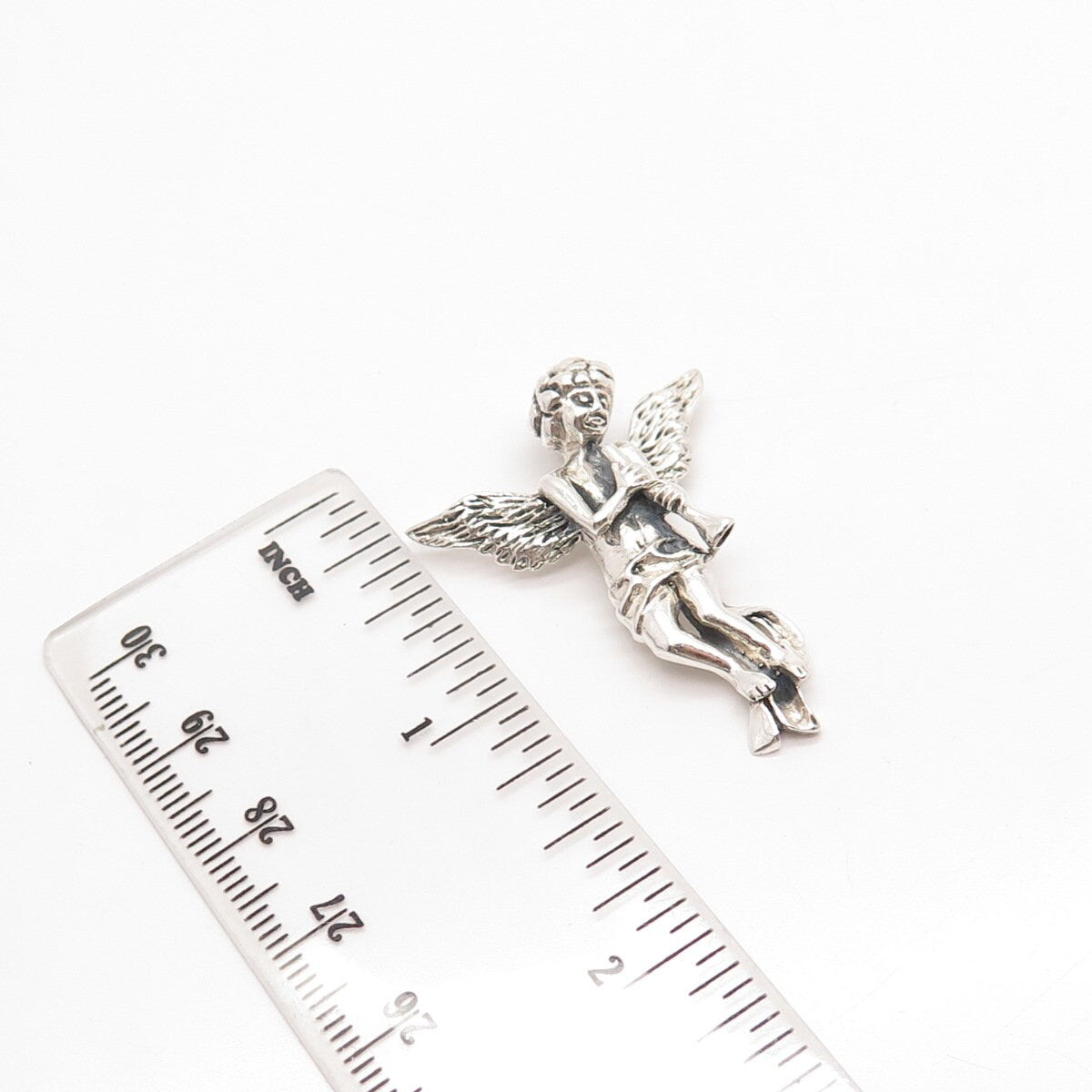 925 Sterling Silver Vintage Cherub Angel Slide Pendant