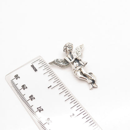 925 Sterling Silver Vintage Cherub Angel Slide Pendant