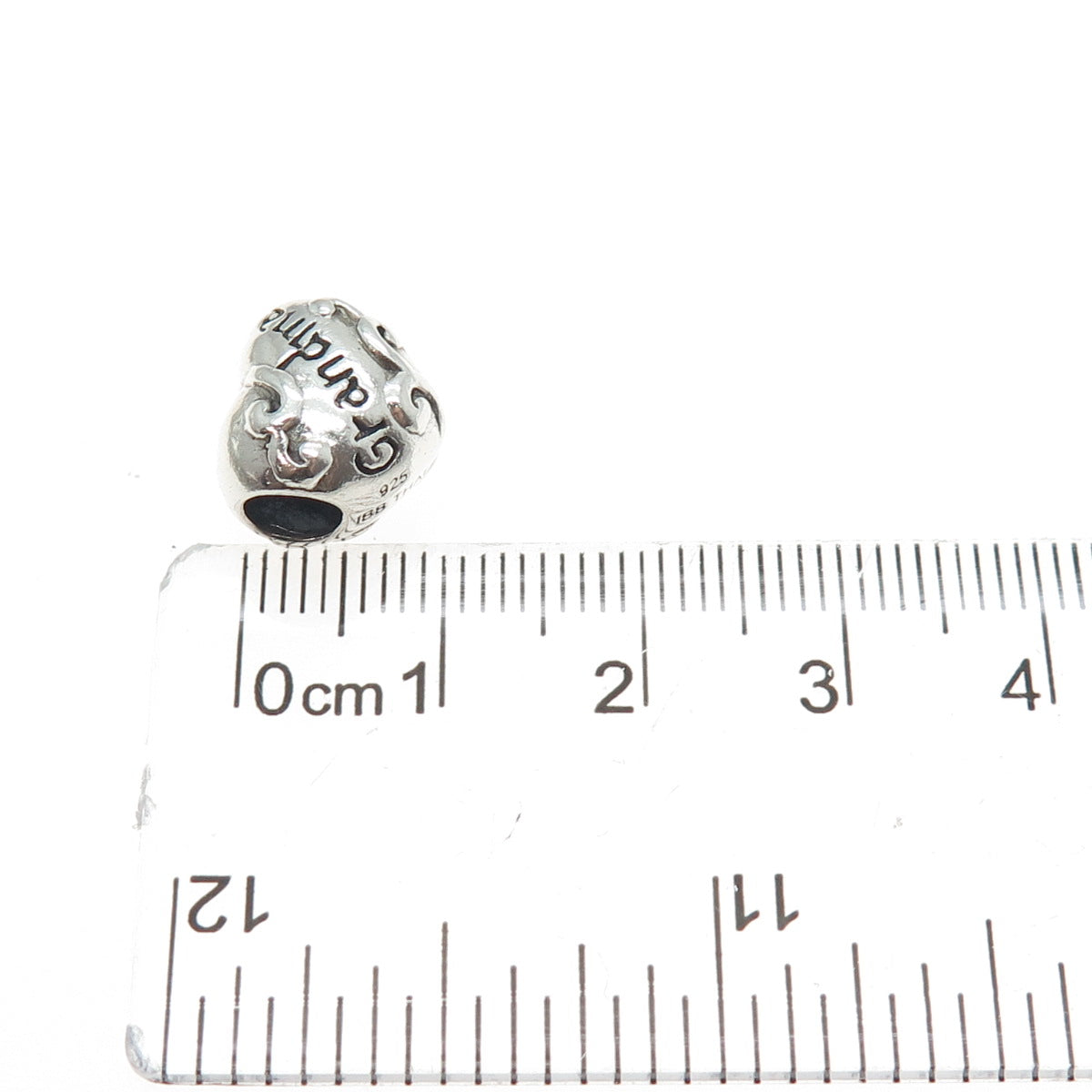 925 Sterling Silver Vintage Grandma Heart Bead Charm