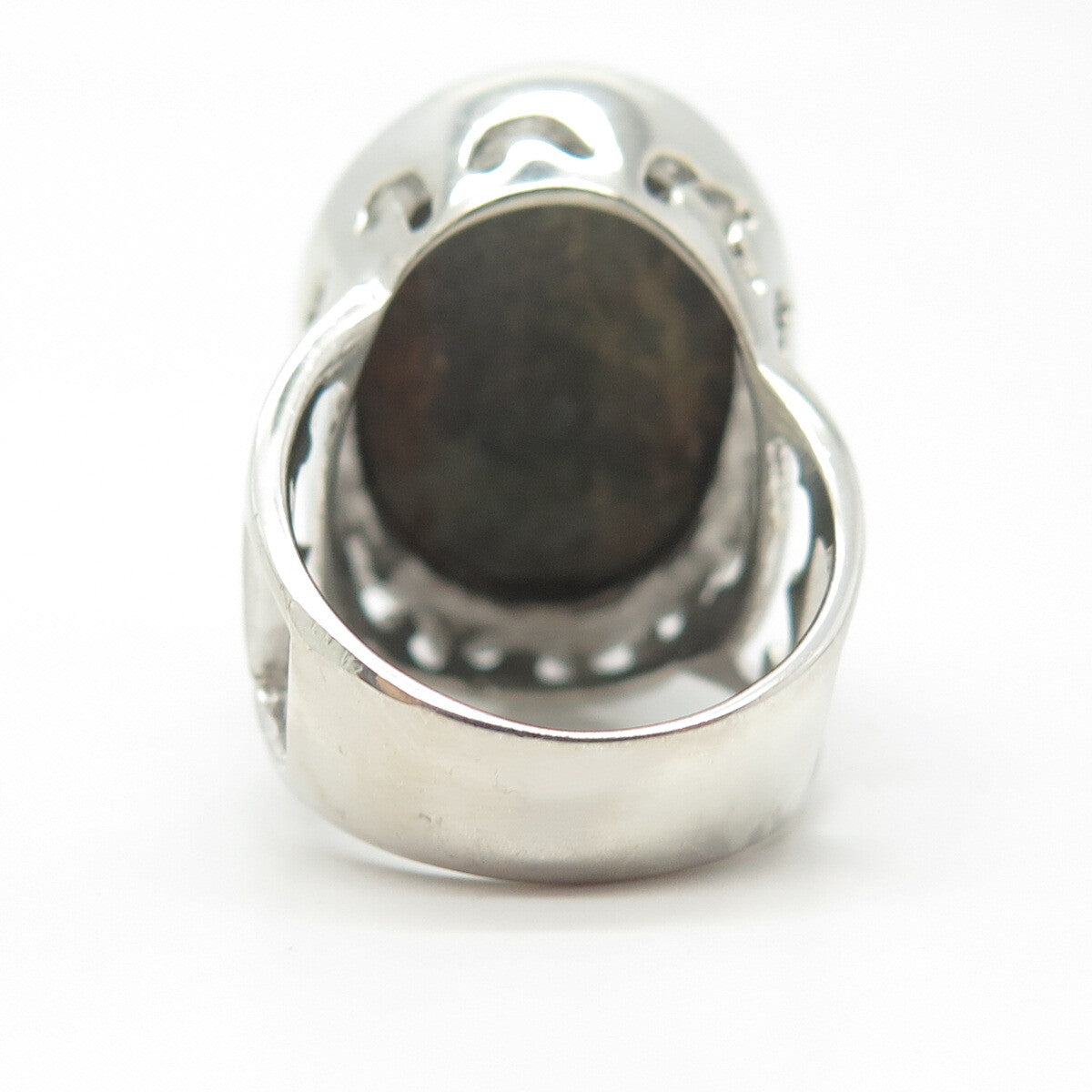 925 Sterling Silver Vintage Real Tiger Eye Gem Statement Ring Size 6.75