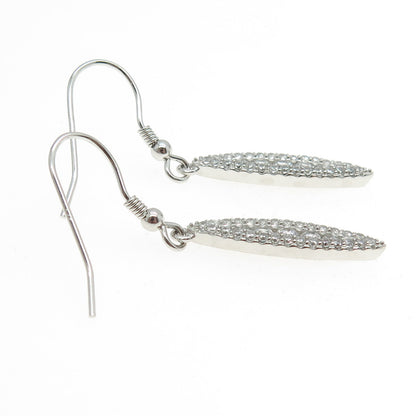 925 Sterling Silver Pave C Z Dangling Hook Earrings