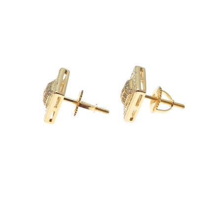 925 Sterling Silver Gold Plated Round-Cut C Z Stud Earrings
