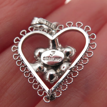 Jerome Fleischer & Co. 925 Sterling Vintage Rhinestone Heart Mini Charm Pendant