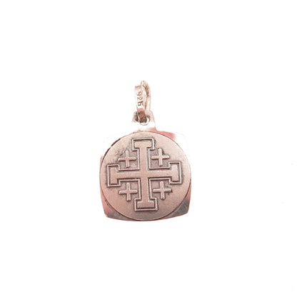 925 Sterling Silver Vintage Jerusalem Cross Oxidized Charm Pendant