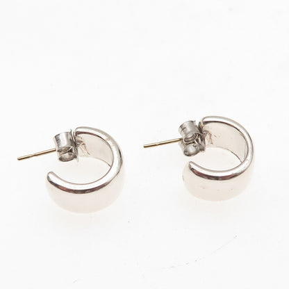 925 Sterling Silver 14K Gold Posts Vintage Hoop Earrings
