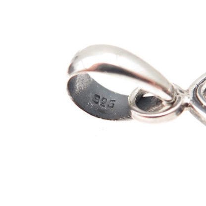 925 Sterling Silver Vintage Real MOP Modernist Heart Square Charm Pendant