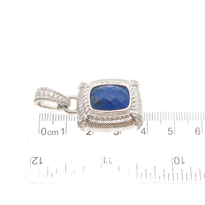 Judith Ripka 925 Sterling Silver Real Lapis & Round-Cut C Z Charm Pendant