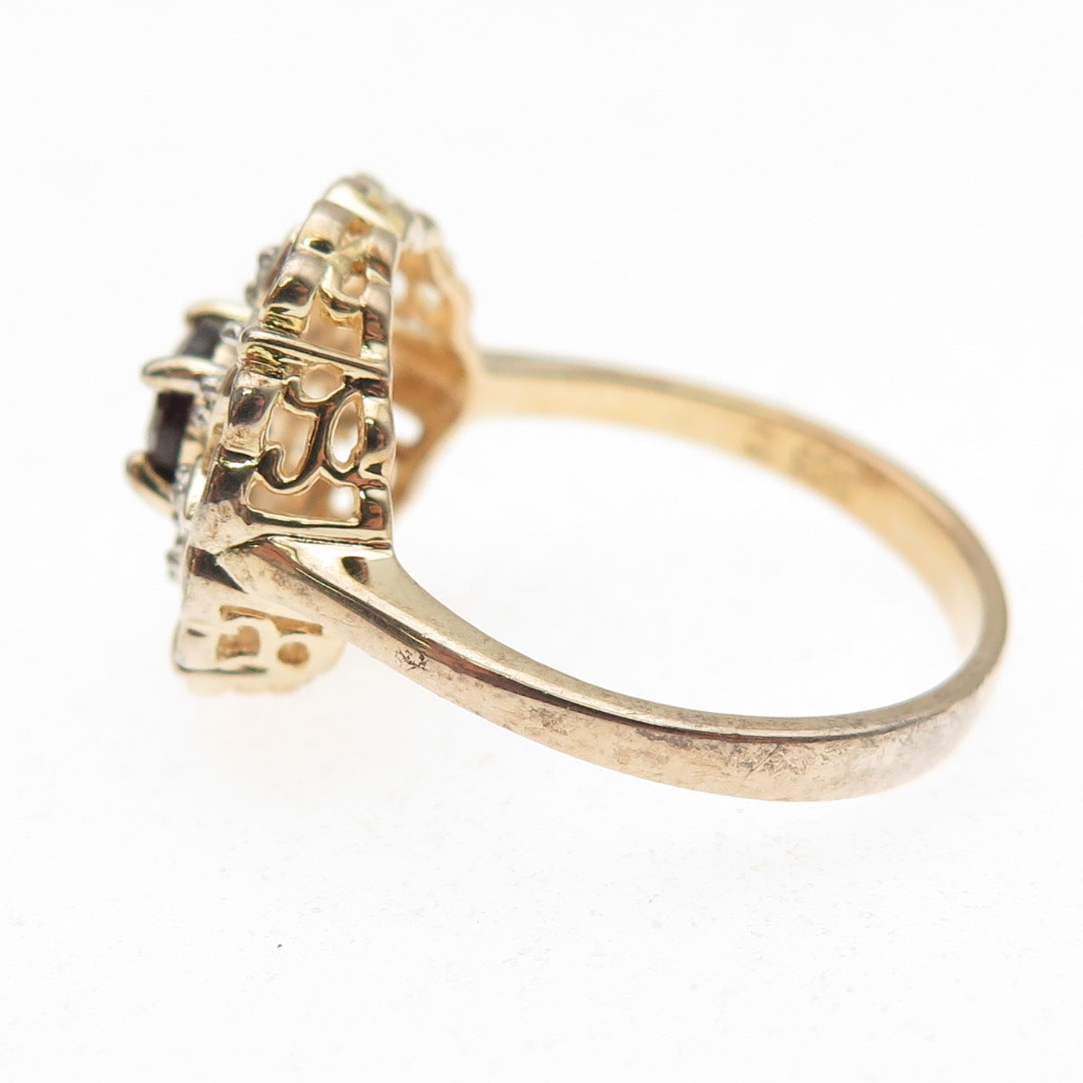 Ross Simons 925 Sterling Gold Plated Real Diamond Accent Red Garnet Ring Size 8