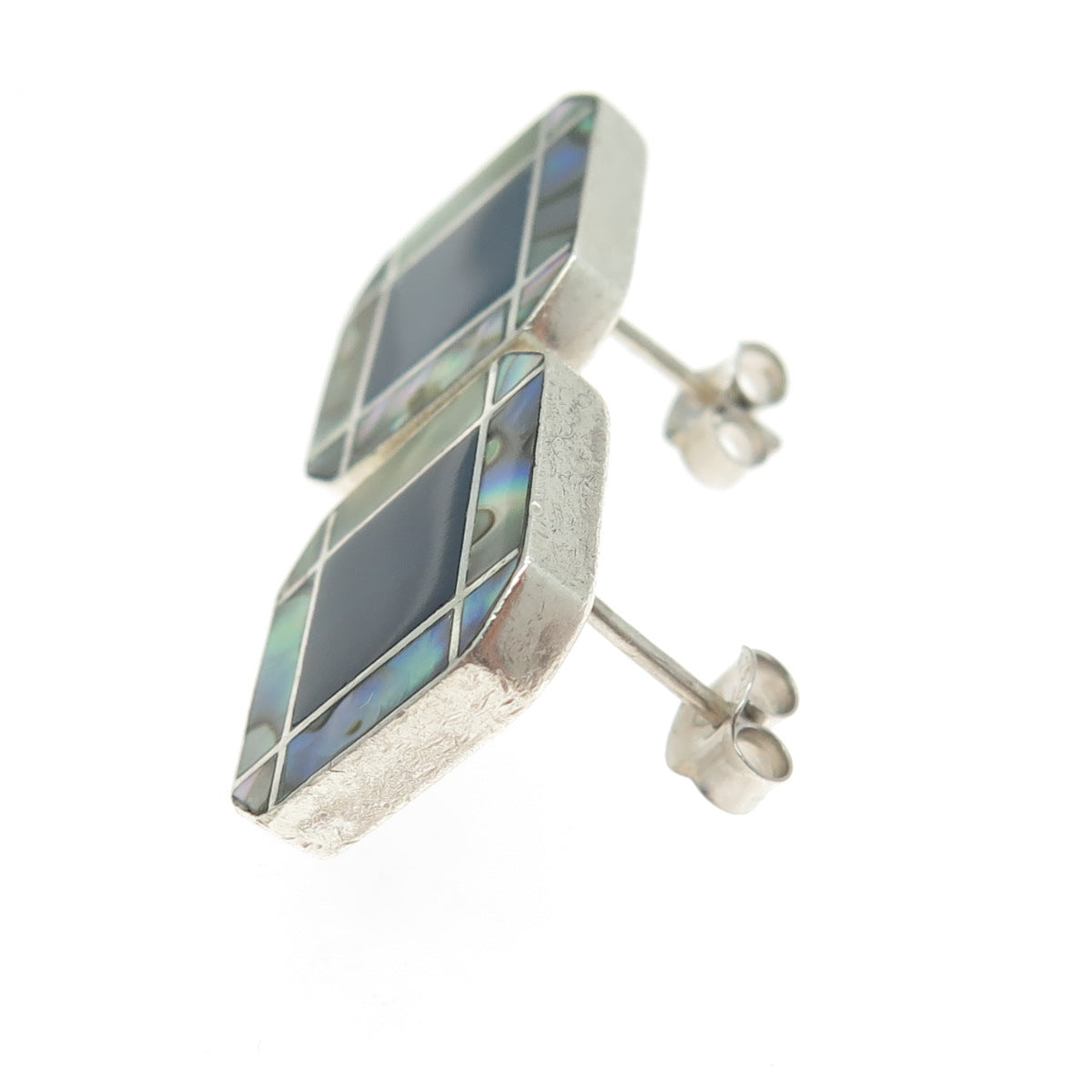 Metropolitan Museum of Art Silver Vintage Abalone Shell Blue Tiger Eye Earrings