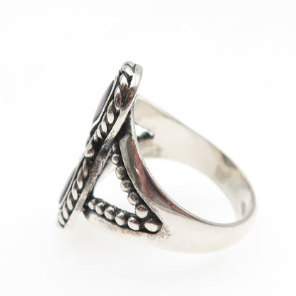 Carolyn Pollack Old Pawn Sterling Silver Vintage Lapis Oxidized Ring Size 9.25