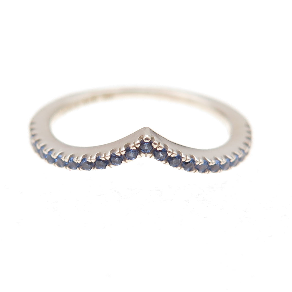 Pandora 925 Sterling Silver Blue C Z Timeless Wish Sparkling Ring Size 7