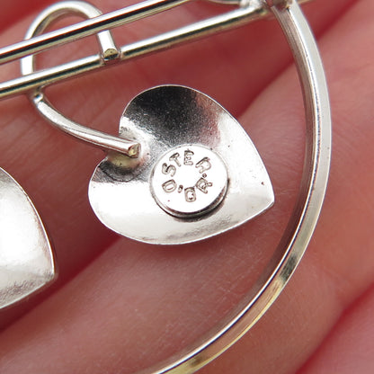 D'OR 925 Sterling Silver Antique Art Deco Floral Heart Pin Brooch