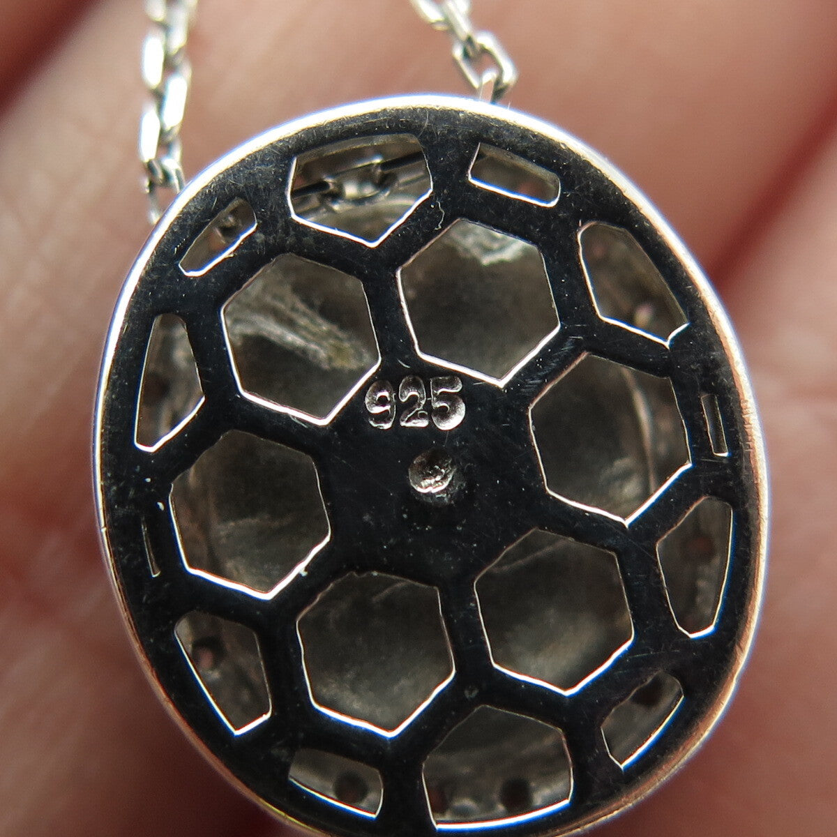 925 Sterling Silver Enamel Real Round-Cut Diamond Cable Chain Necklace 16"