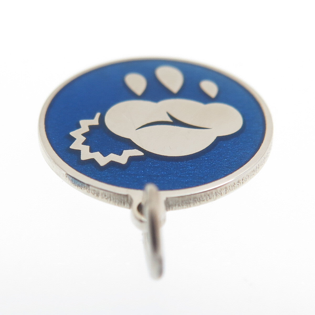 925 Sterling Silver Blue Enamel Rainy Season Minimalist Charm Pendant