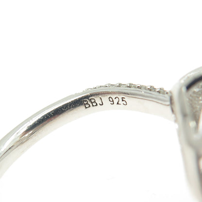 925 Sterling Silver Marquise-Cut Shaped C Z Overlap Ring Size 6.5