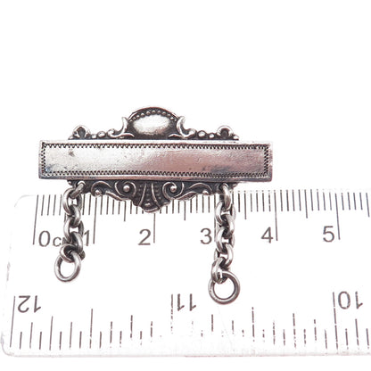 925 Sterling Silver Antique Art Deco Nameplate Oxidized Pin Brooch
