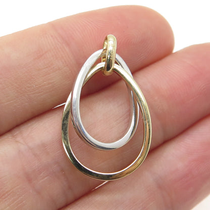 14K Yellow & White Gold Interlocked Teardrop Minimalist Charm Pendant