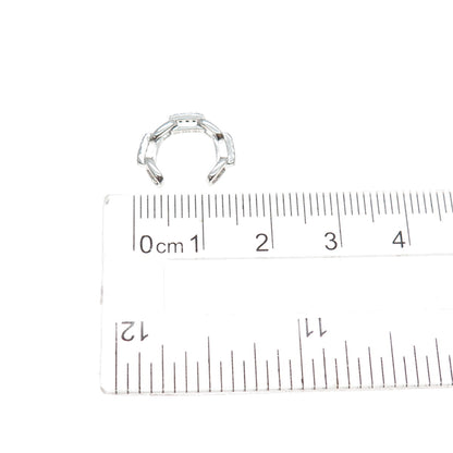 925 Sterling Silver Round-Cut C Z Adjustable Toe Cuff Ring